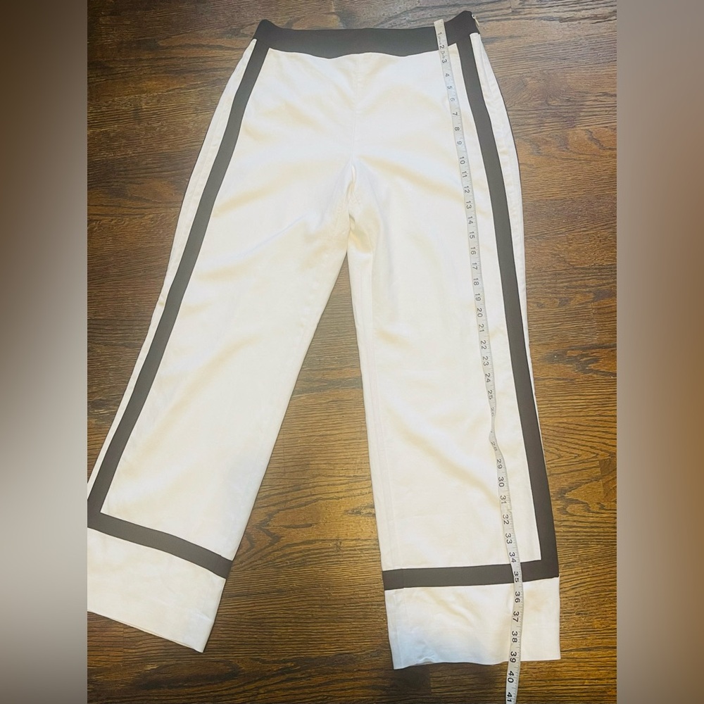 White House Black Market White Wide-Leg Pants with Black Side Stripes trousers - Picture 9 of 12